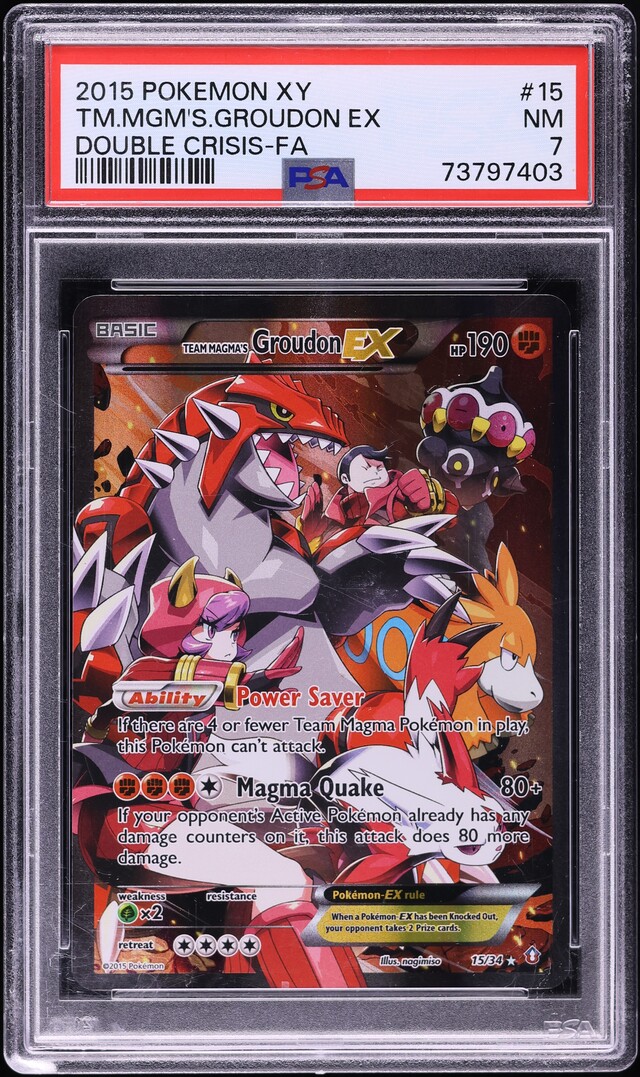 2015 Pokemon XY Double Crisis Full Art Team Magma's Groudon EX #15 PSA 7 NRMT
