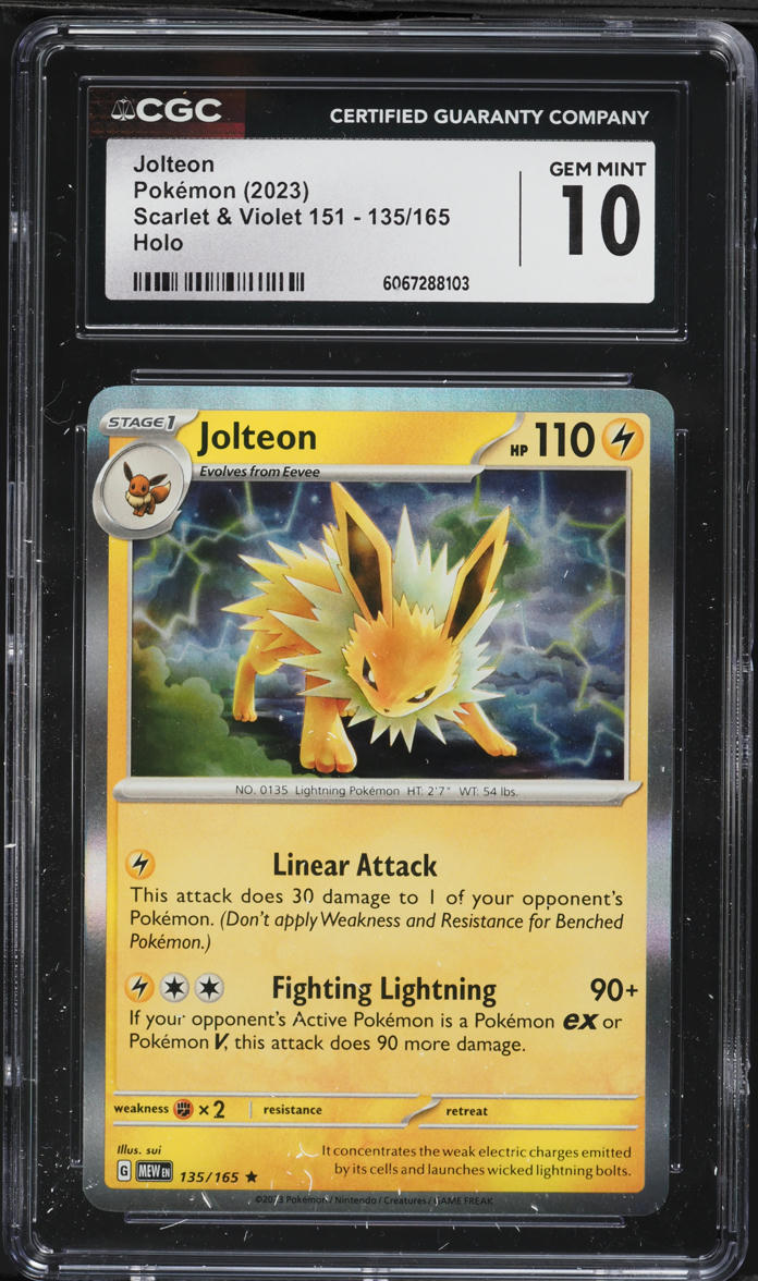 2023 Pokemon Scarlet & Violet 151 Holo Jolteon #135 CGC 10 GEM MINT