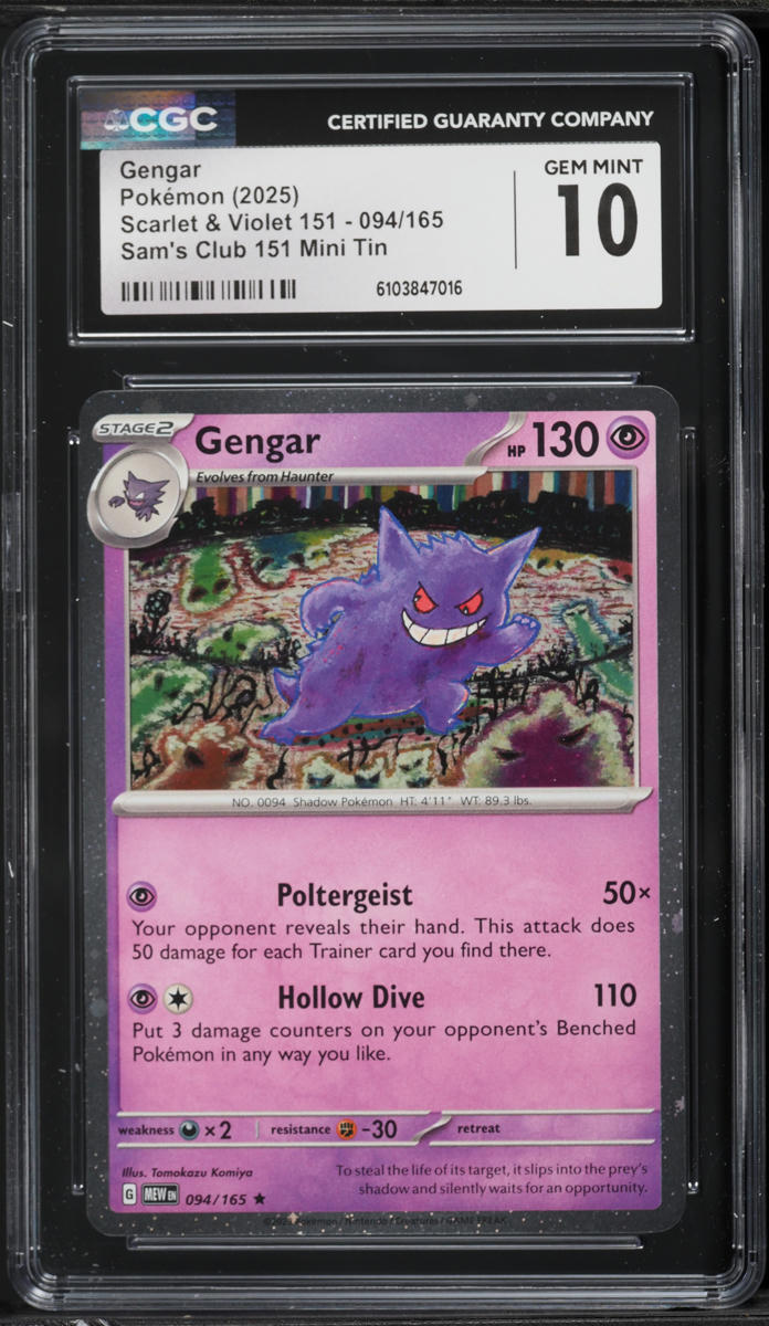 2025 Pokemon Scarlet & Violet 151 Sam's Club Mini Tin Gengar #094 CGC 10 GEM MINT