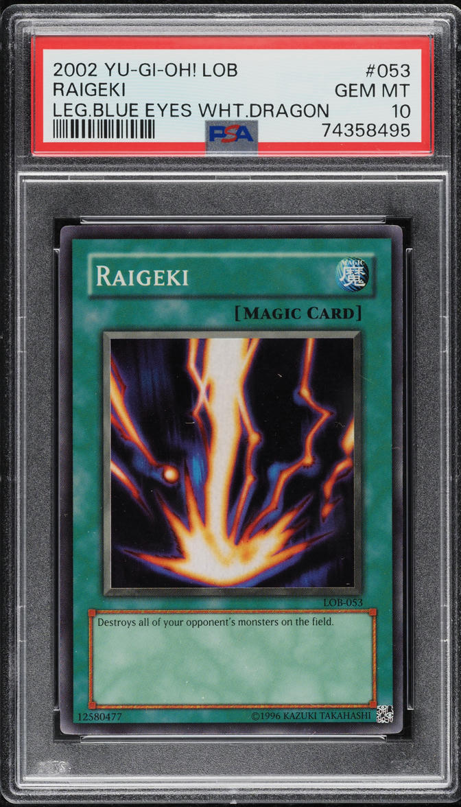 2002 Yu-Gi-Oh! Legend Of Blue Eyes White Dragon Raigeki #LOB-053 PSA 10 GEM MINT