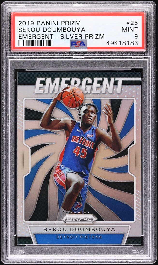 2019 Panini Prizm Emergent Silver Sekou Doumbouya ROOKIE #25 PSA 9 MINT