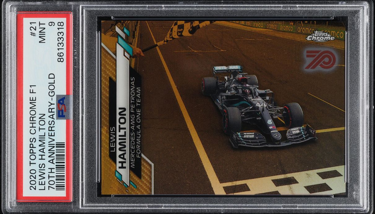 2020 Topps Chrome Formula 1 F1 70th Gold Lewis Hamilton #21 PSA 9 MINT