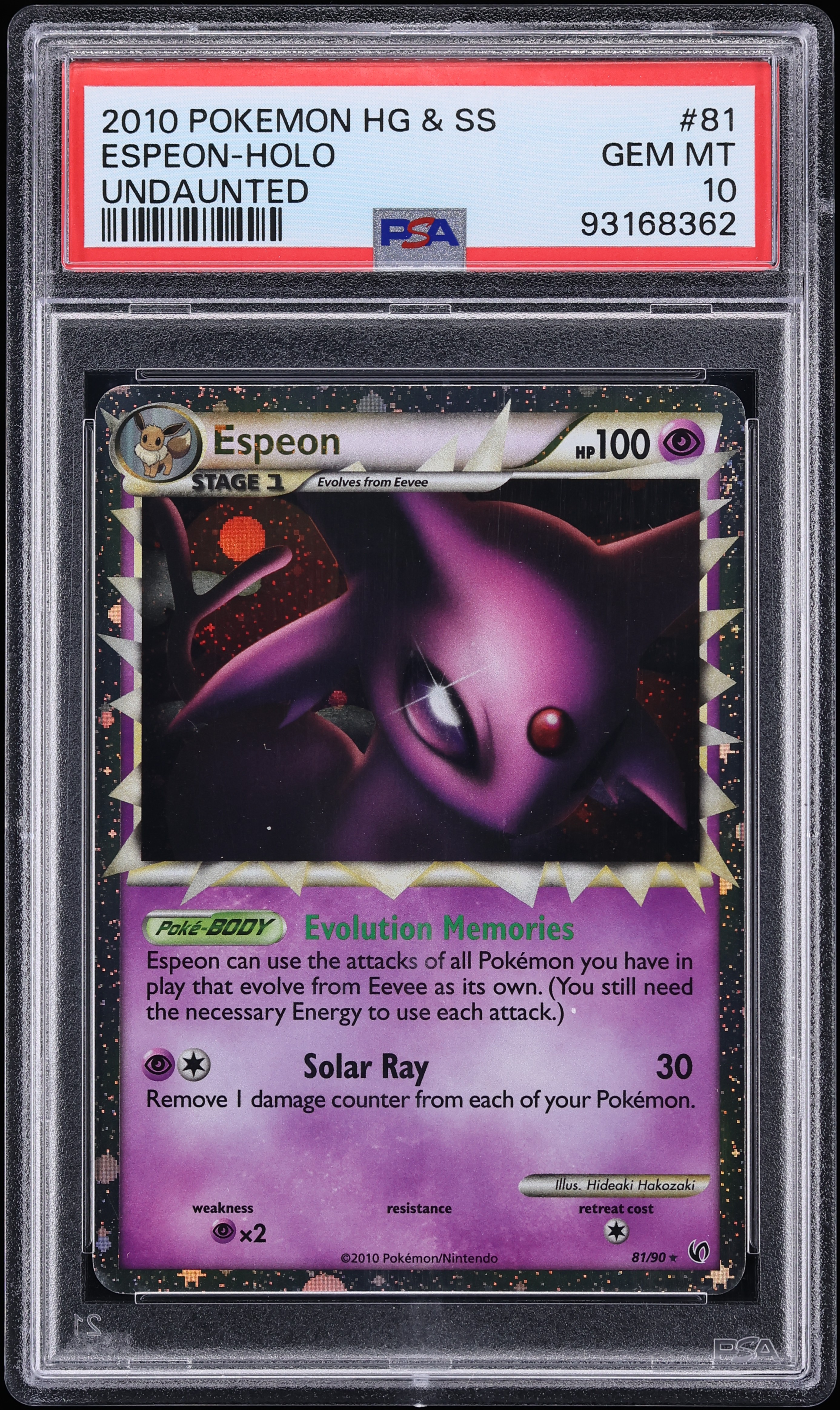 2010 Pokemon HeartGold & SoulSilver Undaunted Holo Espeon #81 PSA 10 GEM MINT