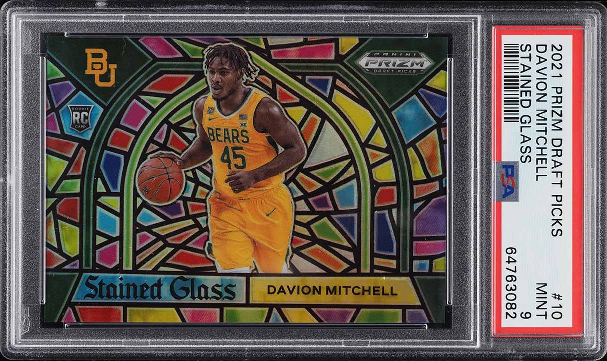 2021 Panini Prizm Draft Picks Stained Glass Davion Mitchell ROOKIE #10 PSA 9