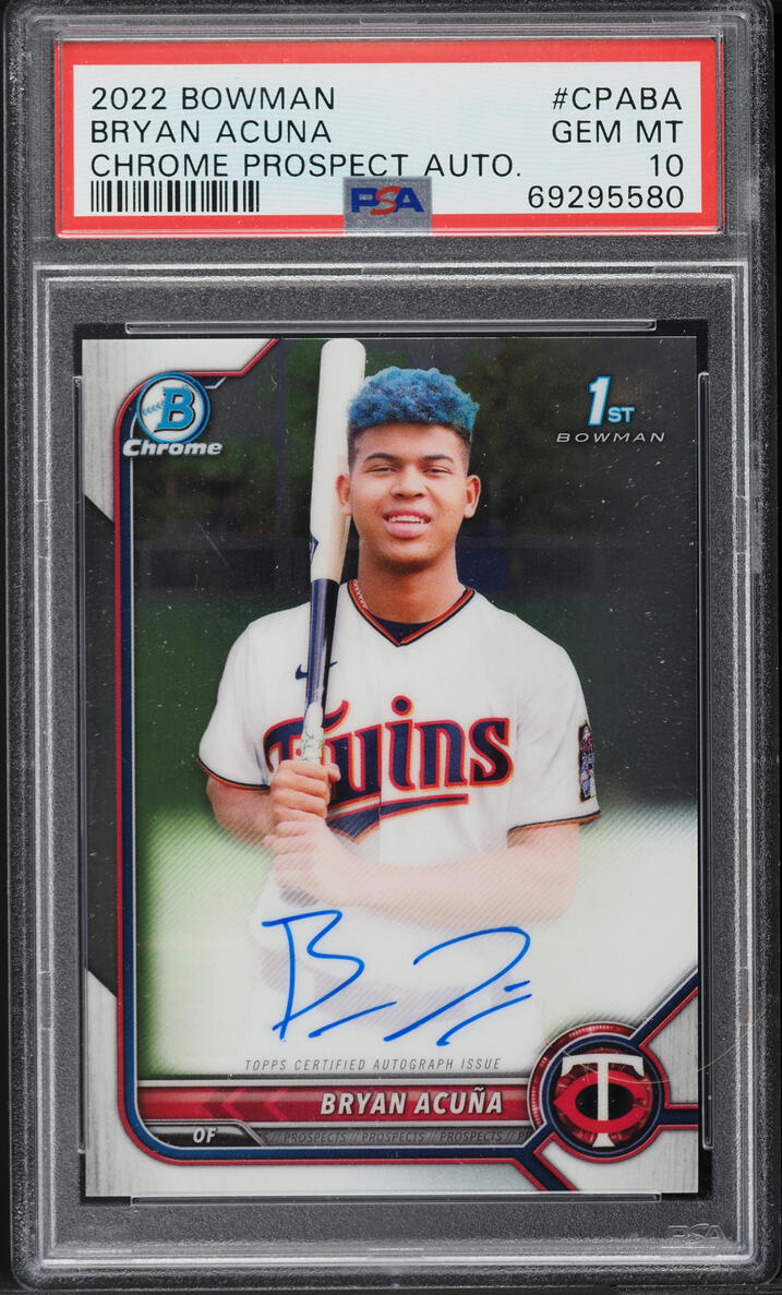 2022 Bowman Chrome Prospect Bryan Acuna AUTO #CPA-BA PSA 10 GEM MINT