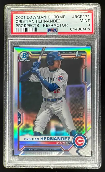 2021 Bowman Chrome Prospects Refractor #BCP-171 Cristian Hernandez RC /499 PSA 9