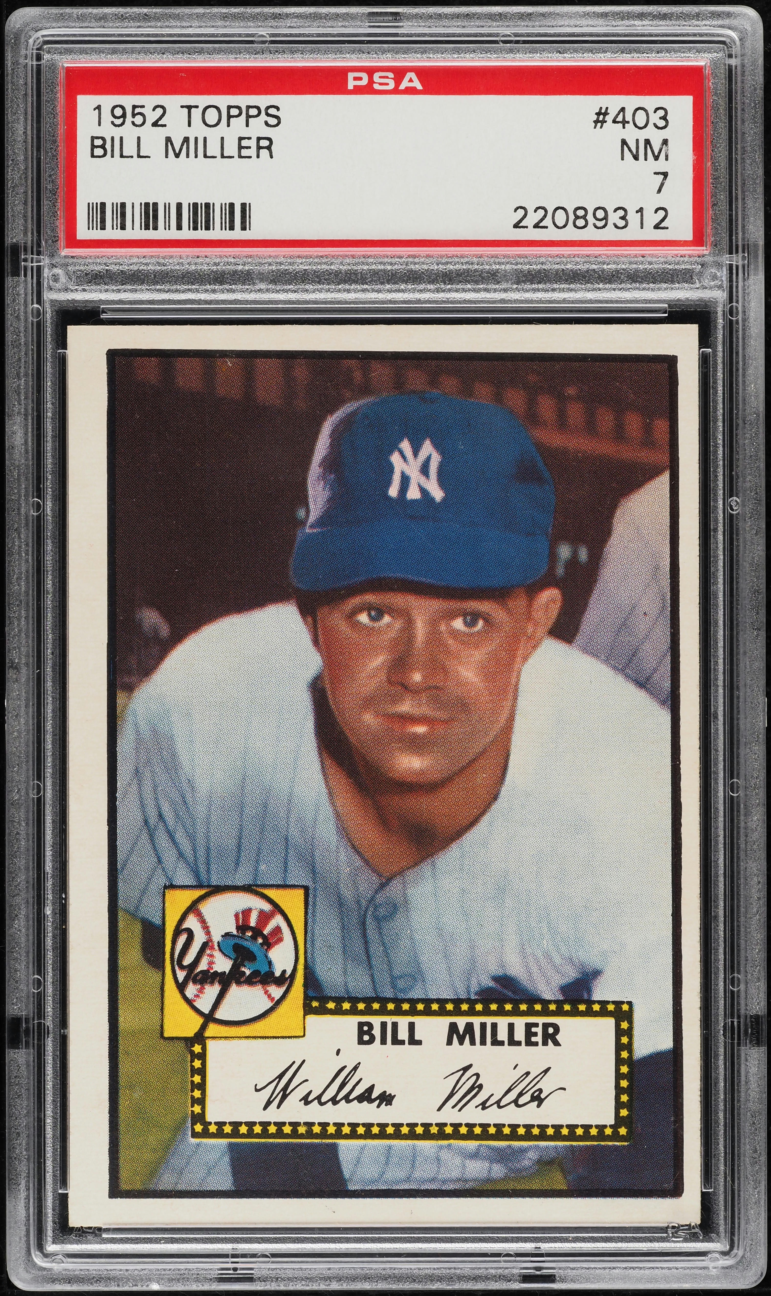 1952 Topps Bill Miller #403 PSA 7 NRMT