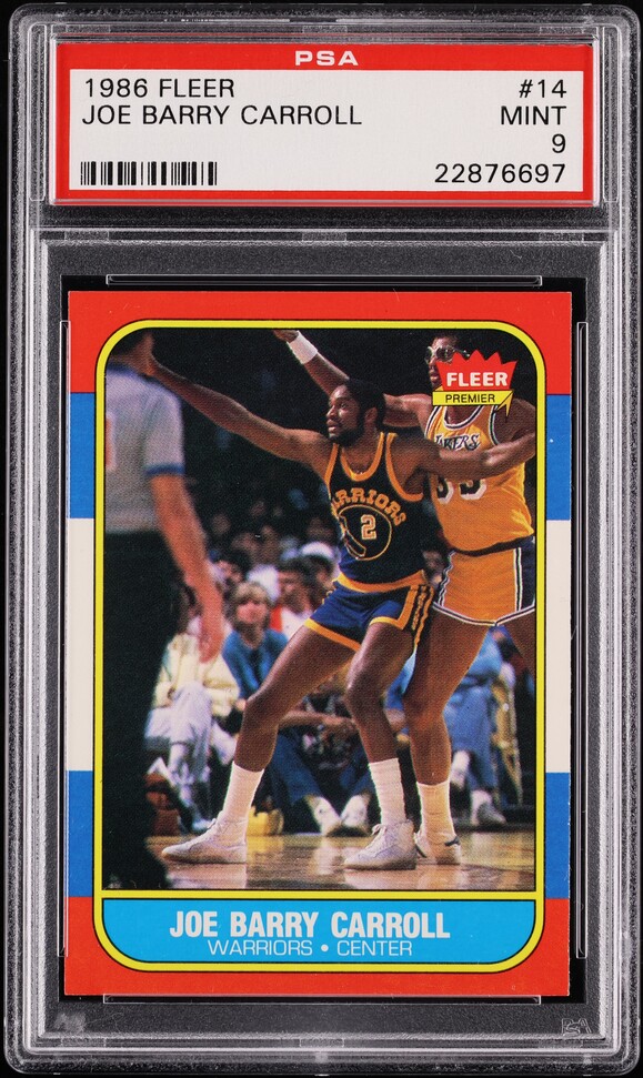 1986 Fleer Basketball Joe Barry Carroll #14 PSA 9 MINT