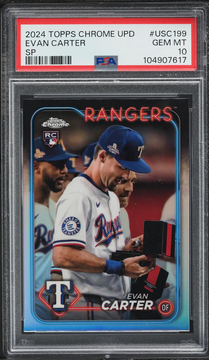 2024 Topps Chrome Update Evan Carter ROOKIE, SHORT PRINT #USC199 PSA 10 GEM MINT