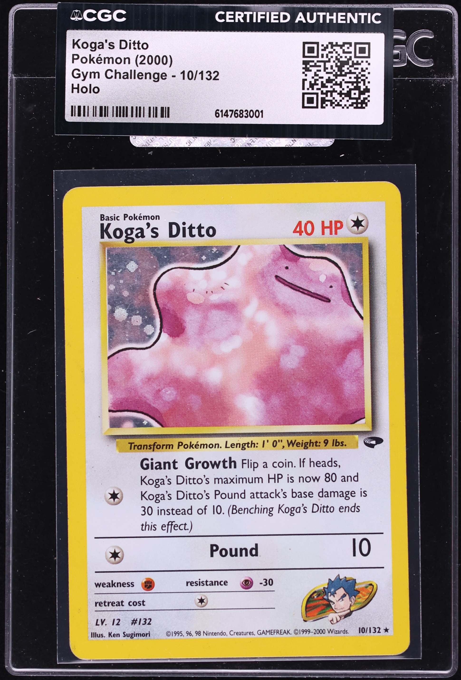 2000 Pokemon Gym Challenge Holo Koga's Ditto #10 CGC AUTH