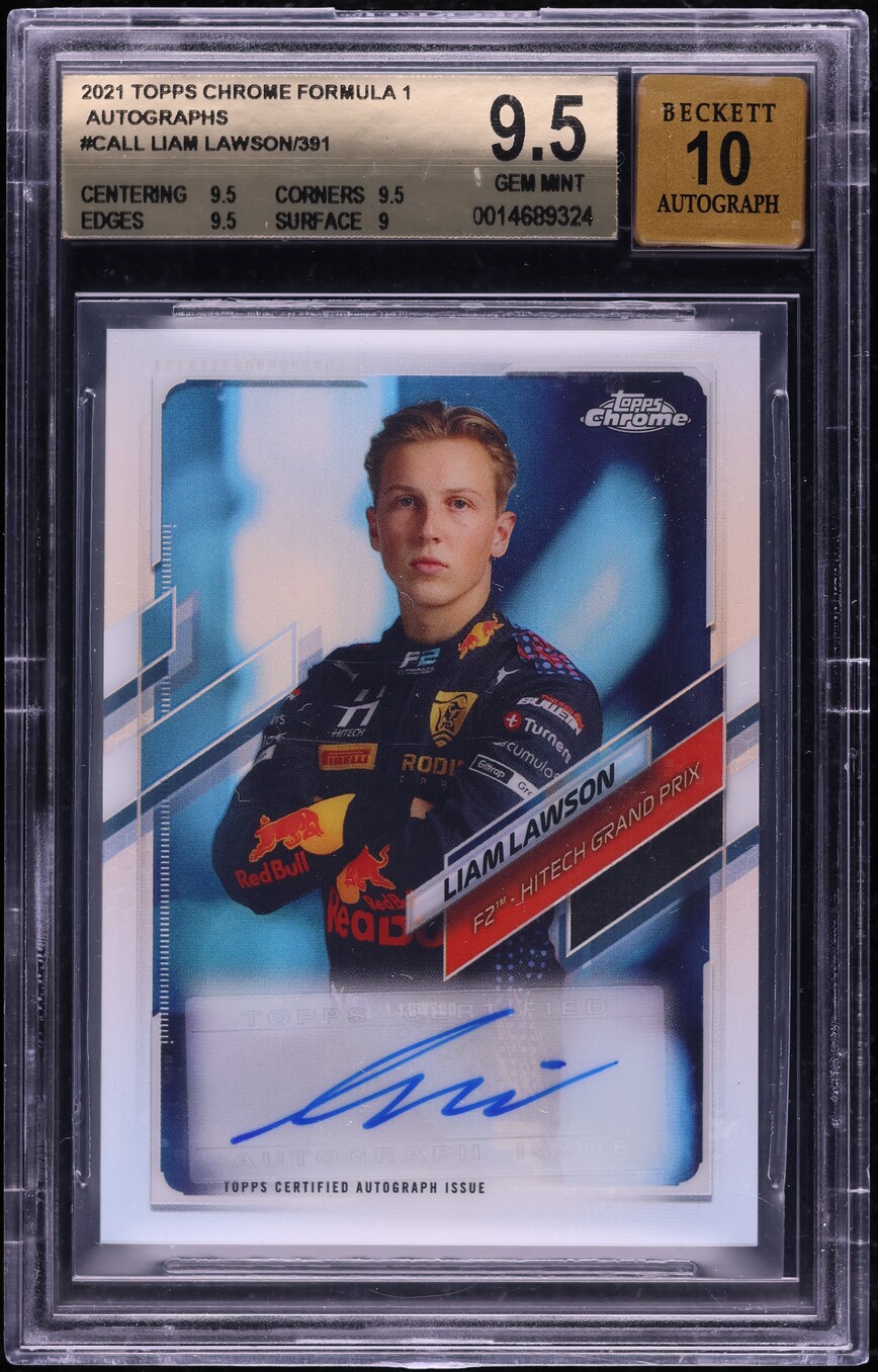 2021 Topps Chrome Formula 1 Liam Lawson AUTO /391 #CALL BGS 9.5 GEM MINT