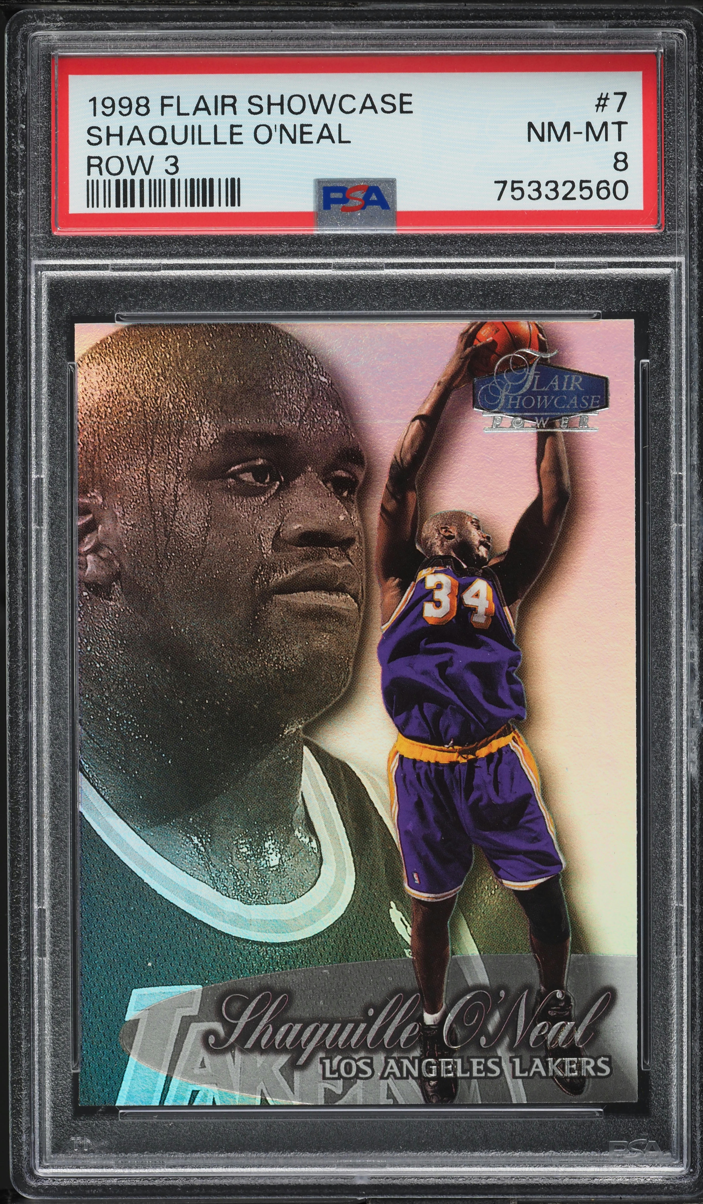1998 Flair Showcase Row 3 Shaquille O'Neal #7 PSA 8 NM-MT
