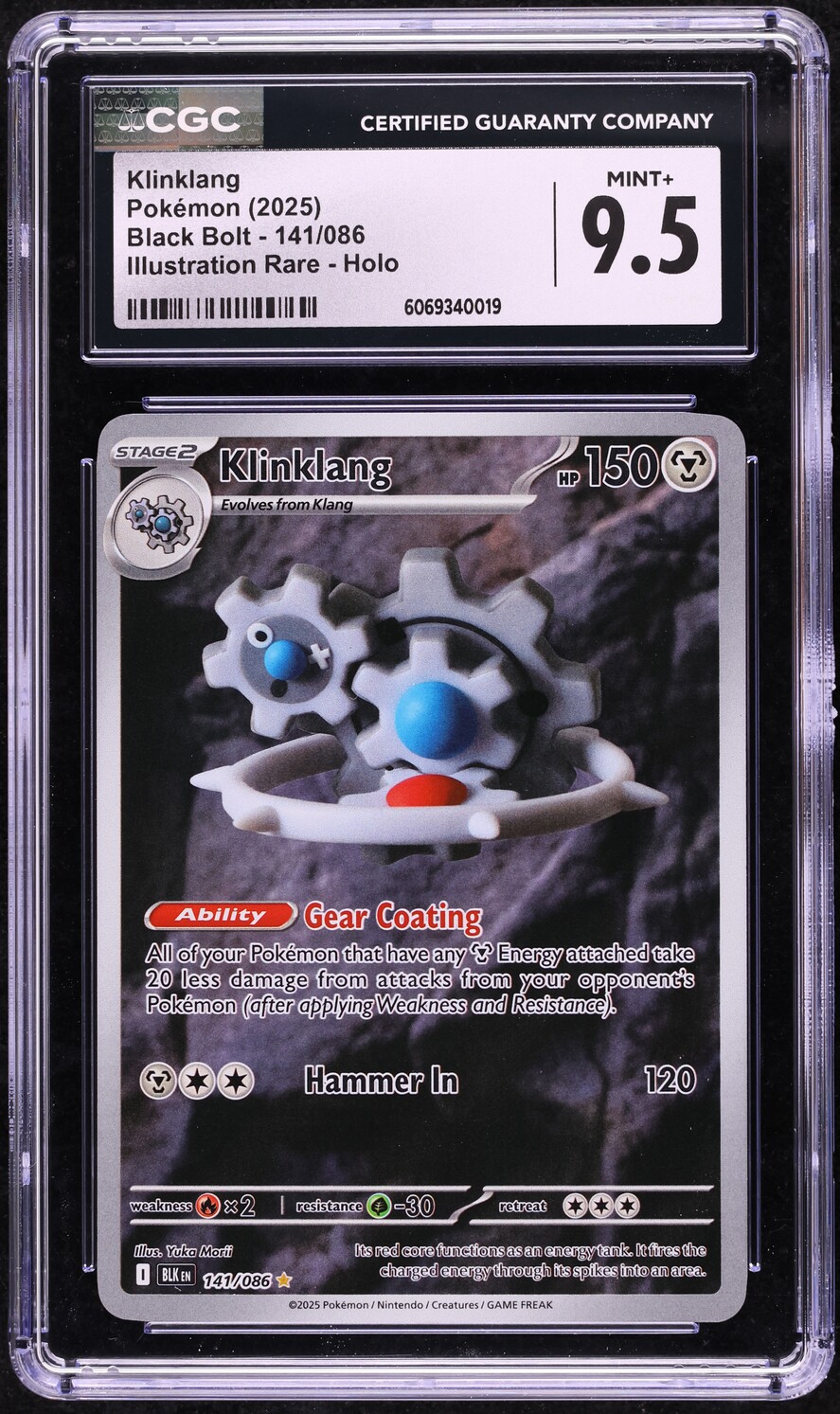 2025 Pokemon Scarlet & Violet Black Bolt IR Klinklang #141 CGC 9.5 MINT+