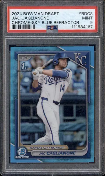 2024 Bowman Draft Chrome Sky Blue Refractor #BDC8 Jac Caglianone RC PSA 9