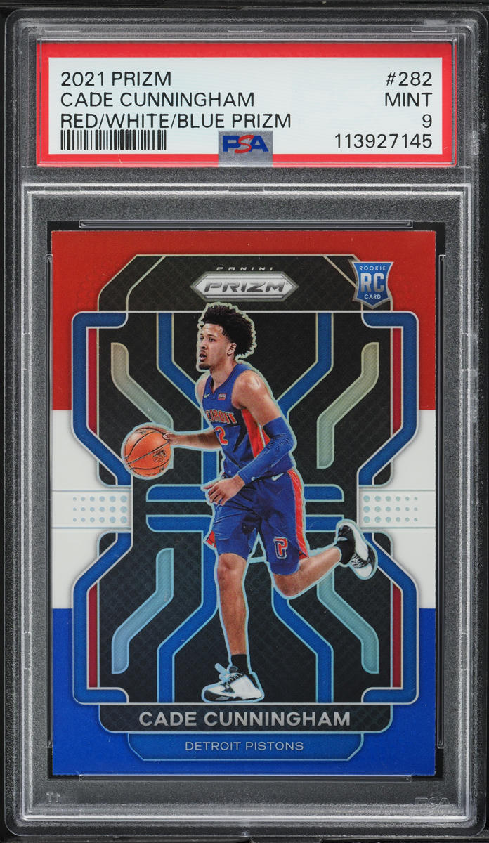 2021 Panini Prizm Red White Blue Cade Cunningham ROOKIE #282 PSA 9 MINT