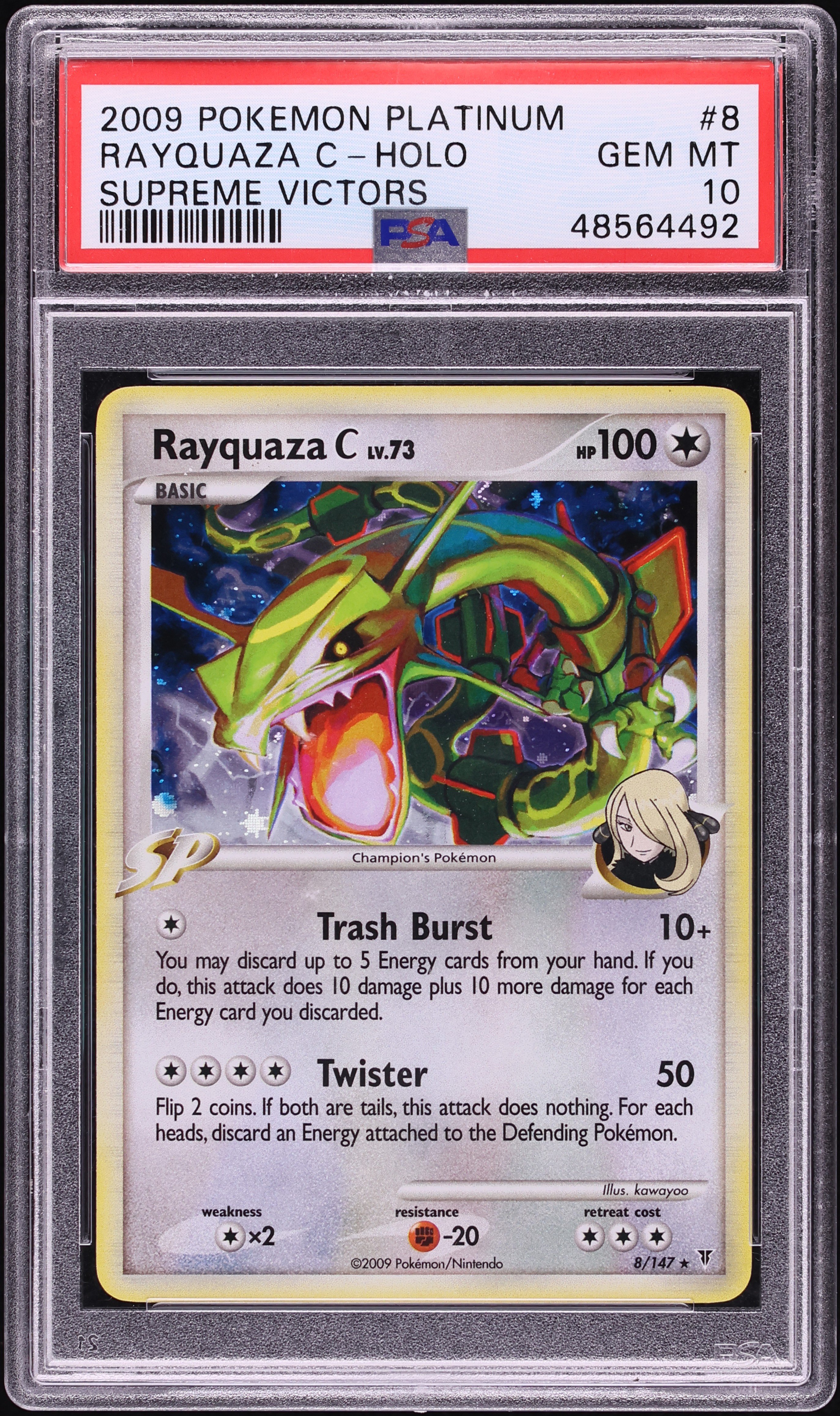 2009 Pokemon Platinum Supreme Victors Holo Rayquaza C #8 PSA 10 GEM MINT