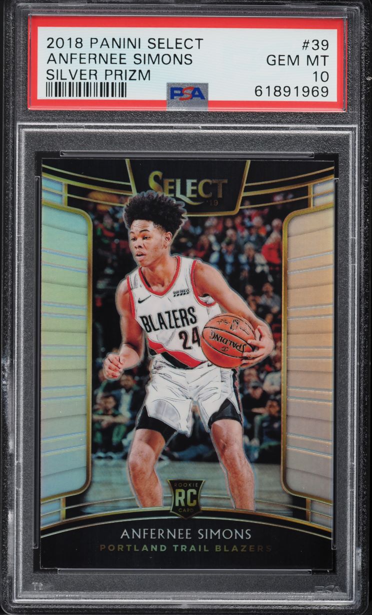 2018 Select Silver Prizm Anfernee Simons ROOKIE #39 PSA 10 GEM MINT