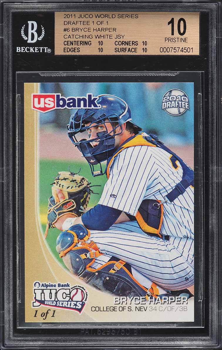 2011 Juco World Series Draftee Bryce Harper ROOKIE 1/1 6 BGS 10