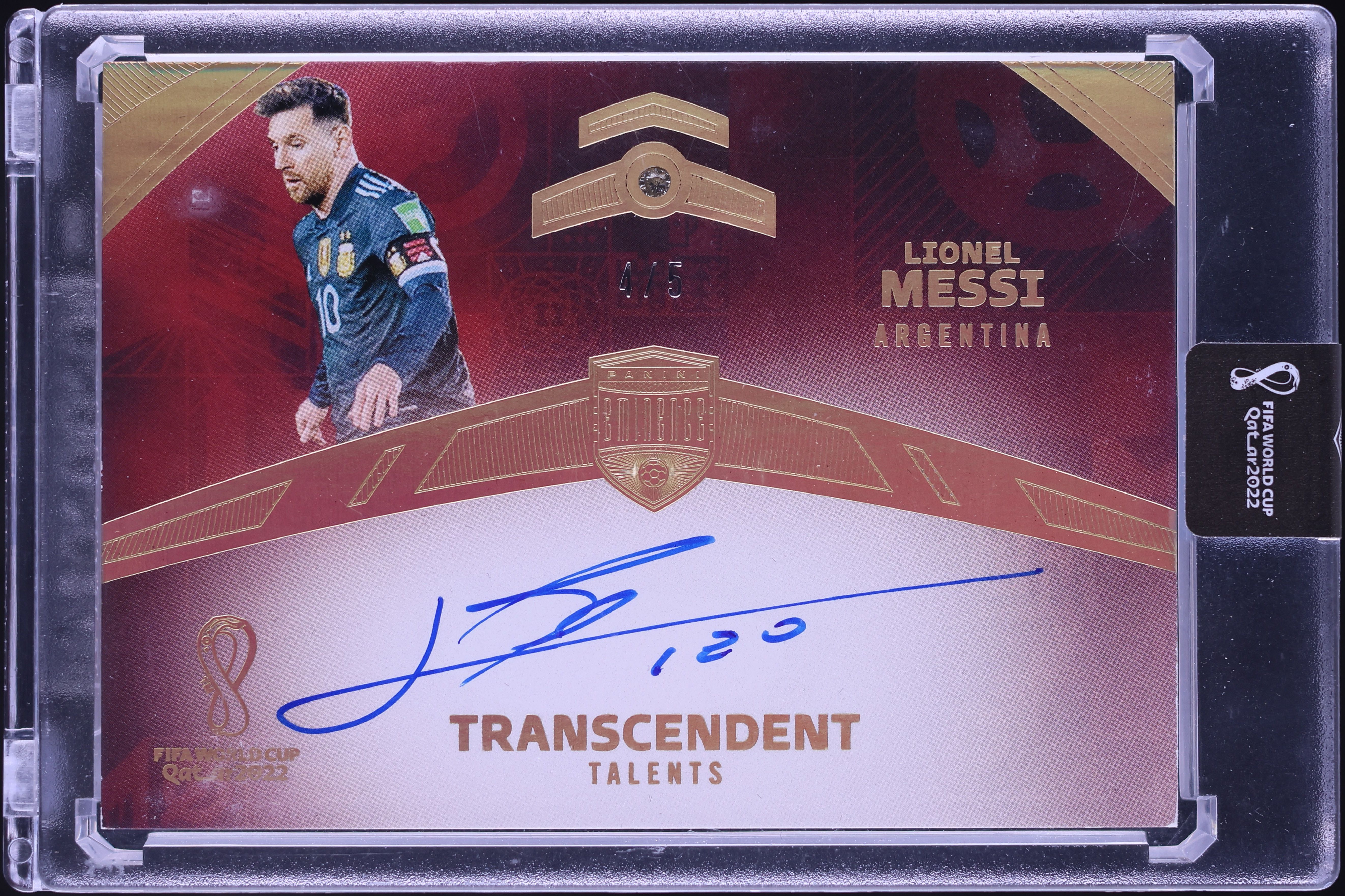 2022 Panini Eminence FIFA Transcendent Talents Gold Lionel Messi AUTO /5 #TT-LEO