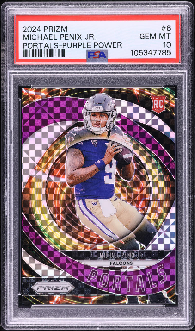 2024 Panini Prizm Portals Purple Power Michael Penix Jr. ROOKIE /49 #6 PSA 10