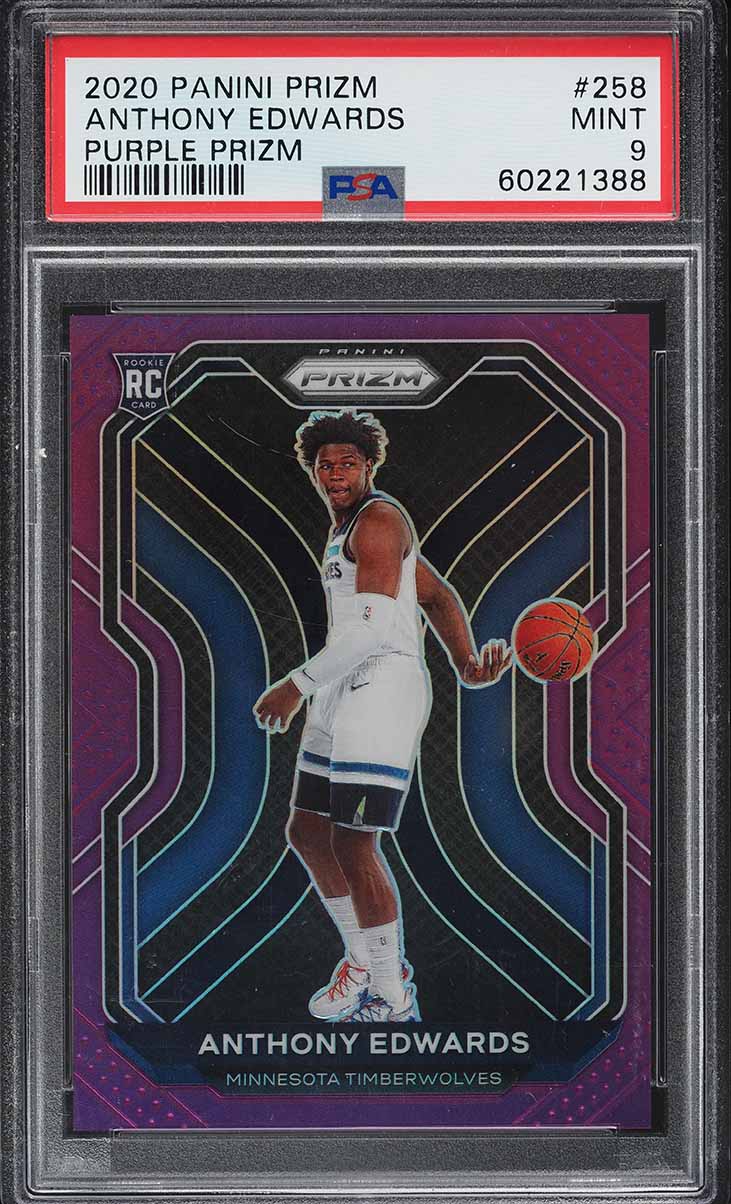 2020 Panini Prizm Purple Anthony Edwards ROOKIE /99 #258 PSA 9 MINT