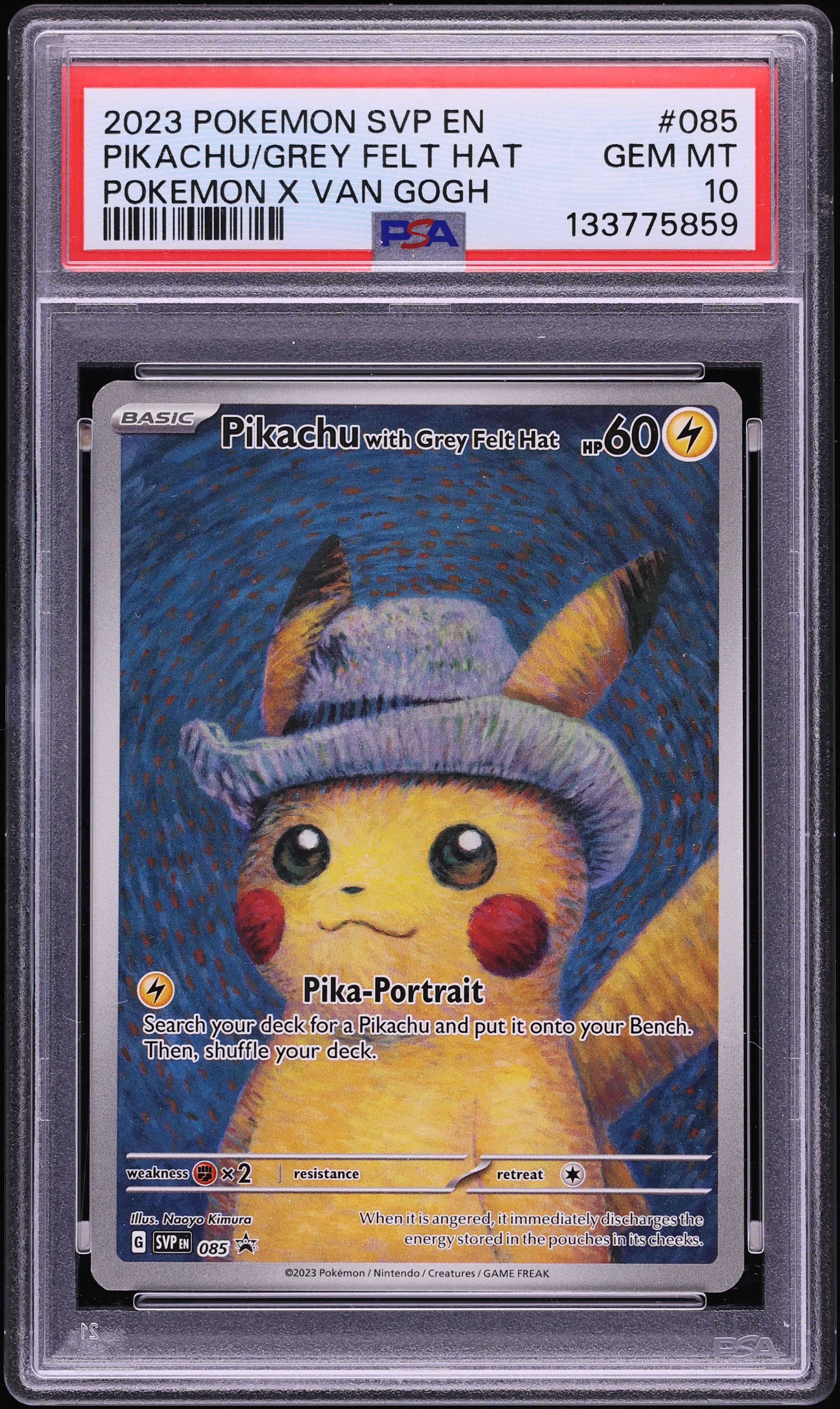 2023 Pokemon Scarlet & Violet Promo Van Gogh Full Art Pikachu With Grey Felt Hat #85 PSA 10 GEM