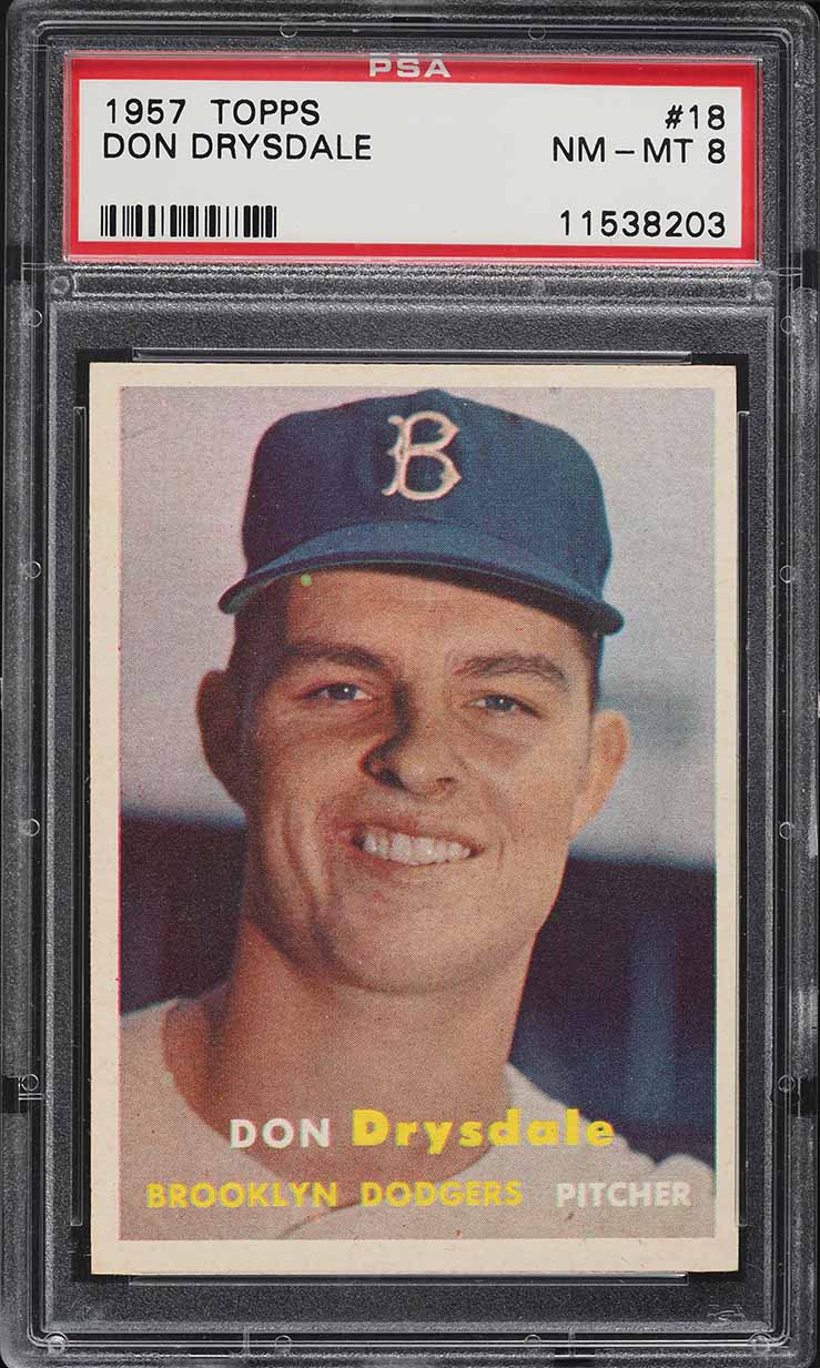 1957 Topps Don Drysdale ROOKIE #18 PSA 8 NM-MT