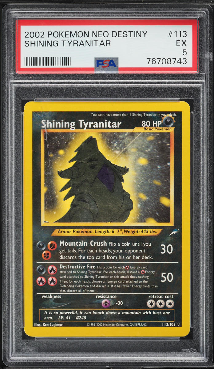 2002 Pokemon Neo Destiny Shining Tyranitar #113 PSA 5 EX