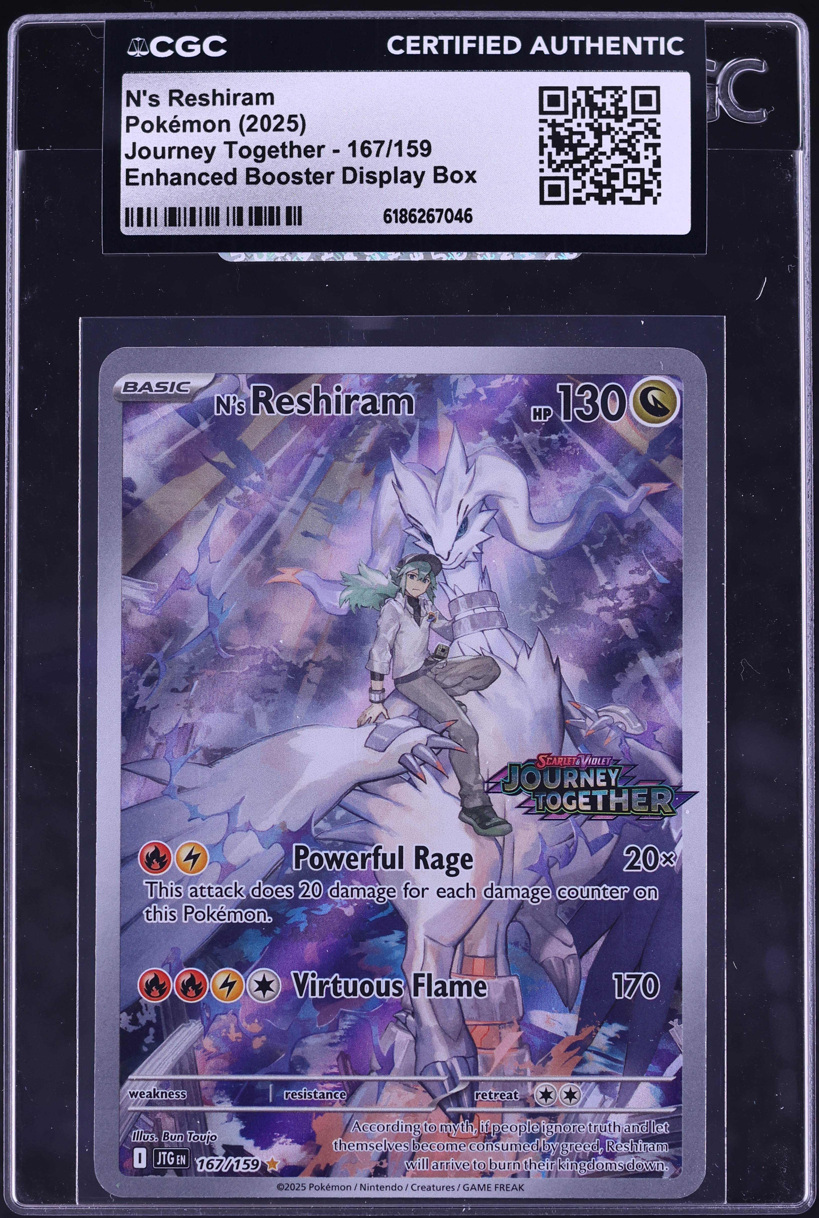 2025 Pokemon Scarlet & Violet Journey Together Enhanced Booster IR N's Reshiram #167 CGC AUTH