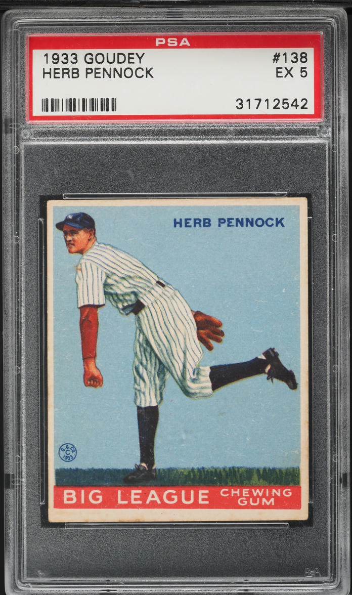 1933 Goudey Herb Pennock #138 PSA 5 EX