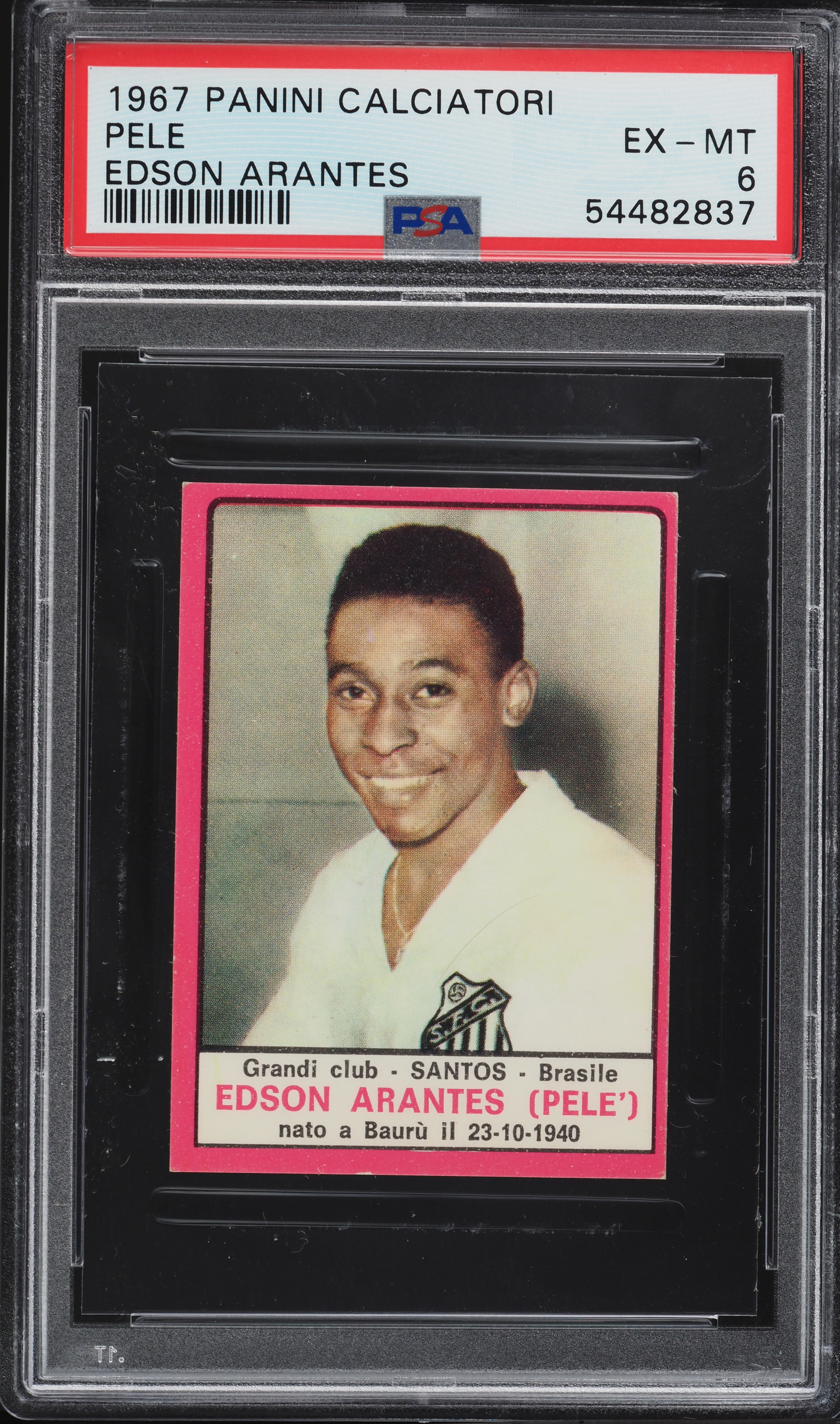 1967 Panini Calciatori Soccer Edson Arantes Pele PSA 6 EXMT