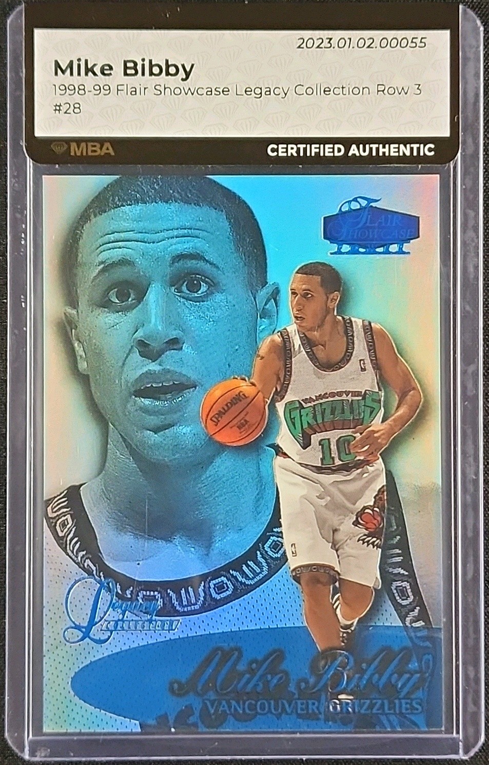 1998 Flair Showcase Legacy Collection Row 3 Mike Bibby /99 #28 MBA AUTH