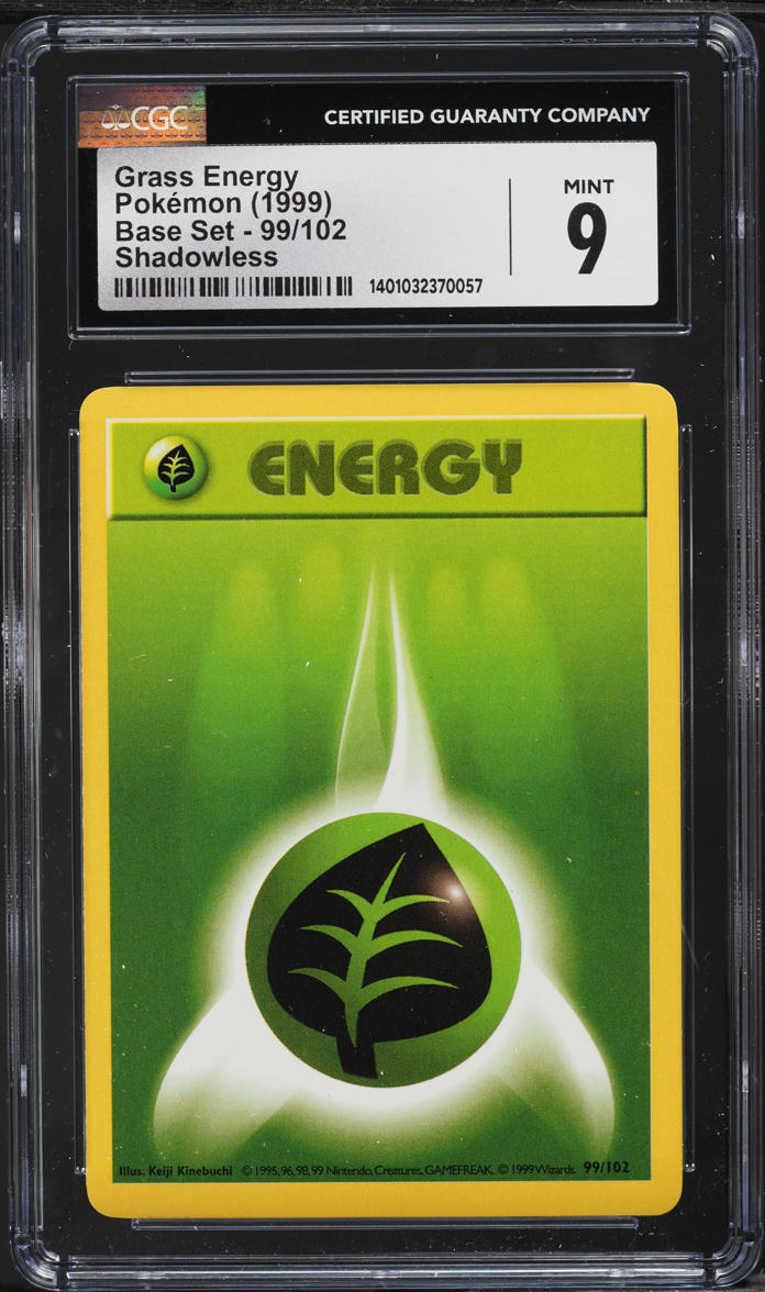 1999 Pokemon Base Set Shadowless Grass Energy #99 CGC 9 MINT