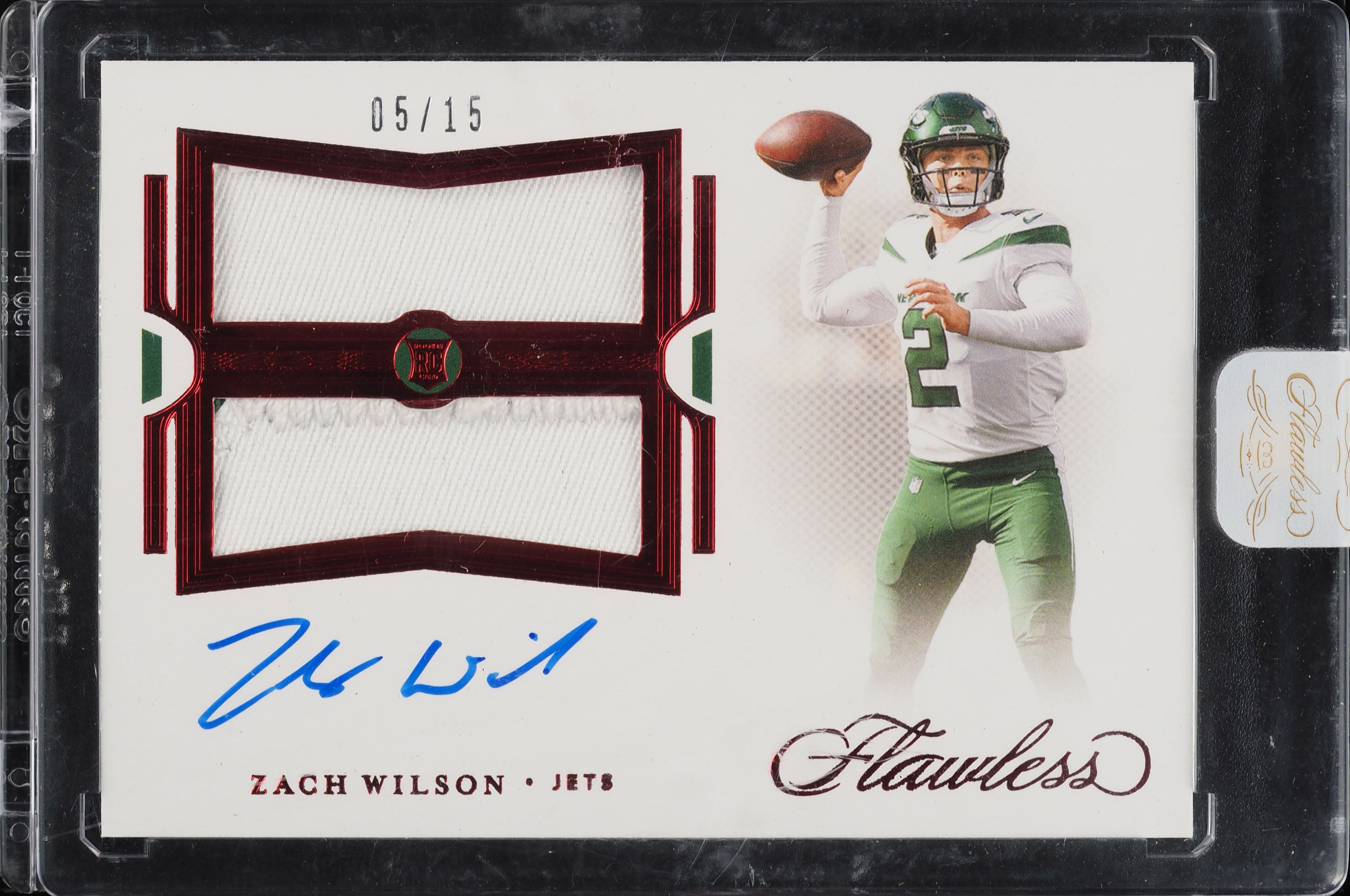 2021 Panini Flawless Dual Ruby Zach Wilson ROOKIE PATCH AUTO /15 #RDPA-ZWI