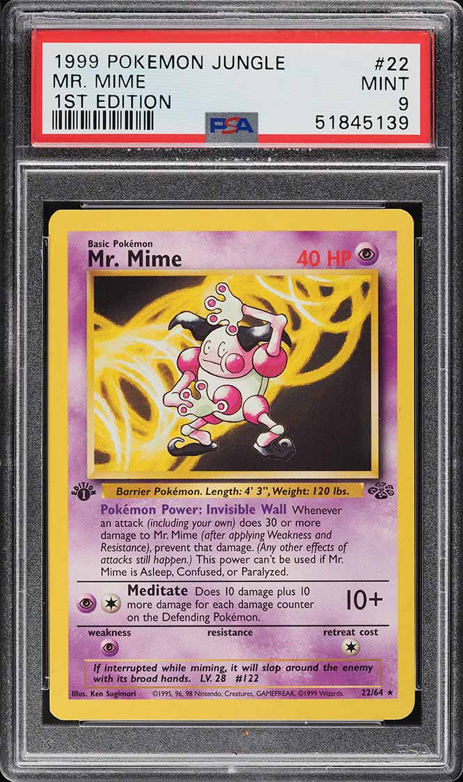 1999 Pokemon Jungle 1st Edition Mr. Mime #22 PSA 9 MINT