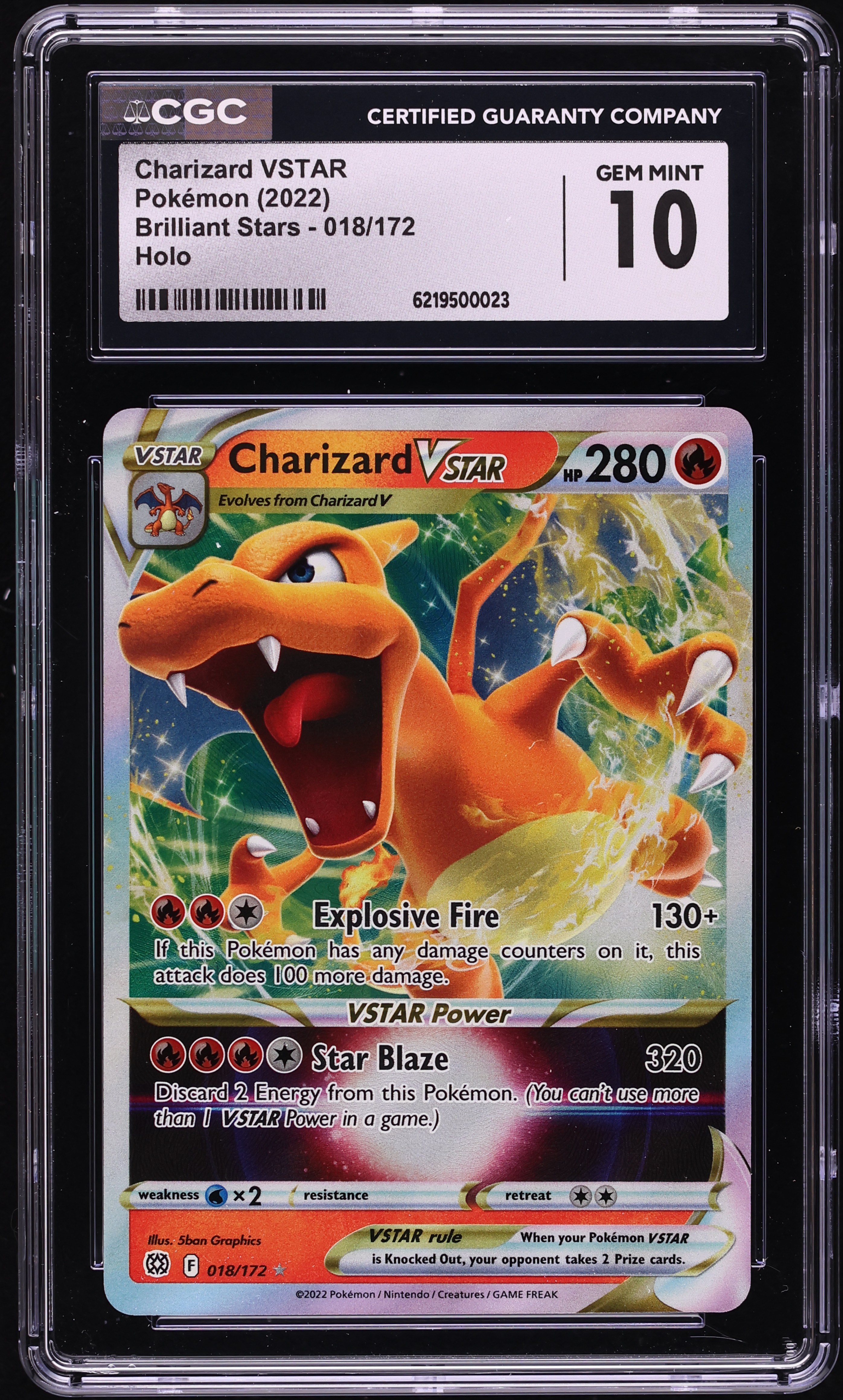 2022 Pokemon Sword & Shield Brilliant Stars Holo Charizard VSTAR #18 CGC 10 GEM MINT