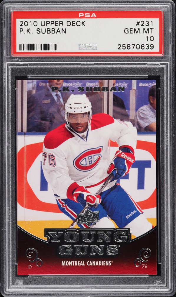 2010 Upper Deck Young Guns P.K. Subban ROOKIE #231 PSA 10 GEM MINT