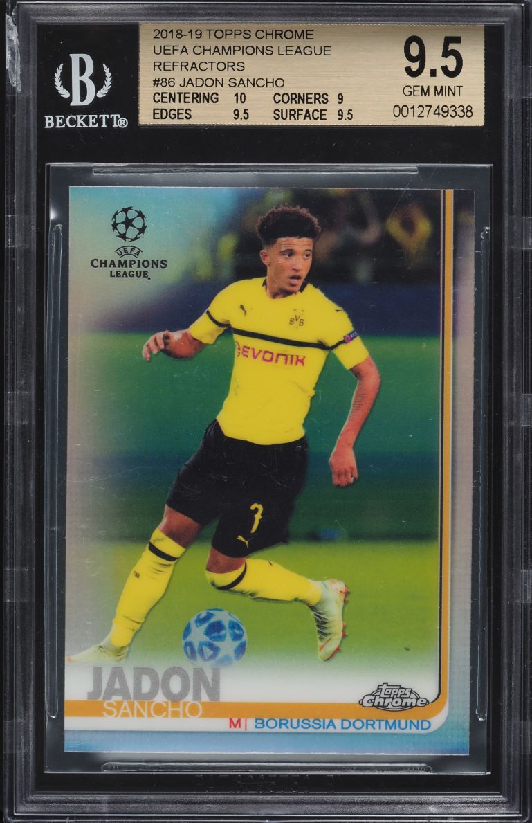 2018 Topps Chrome UEFA Refractor Jadon Sancho ROOKIE #86 BGS 9.5 GEM MINT