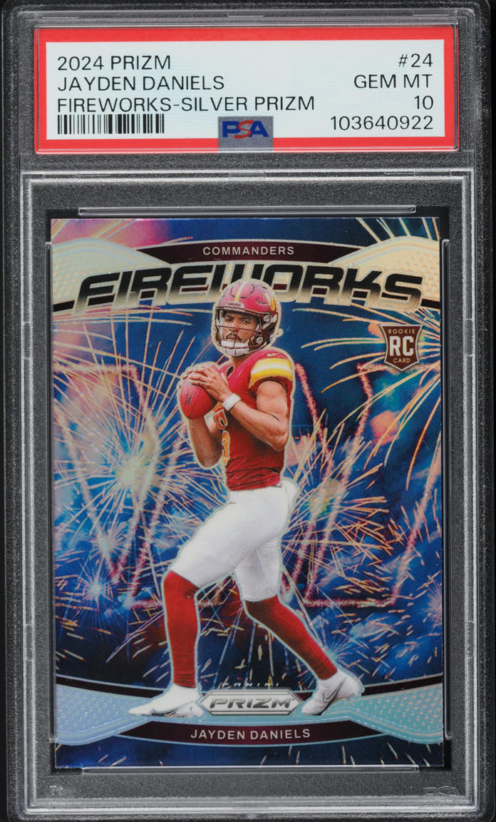 2024 Panini Prizm Fireworks Silver Jayden Daniels ROOKIE #24 PSA 10 GEM MINT