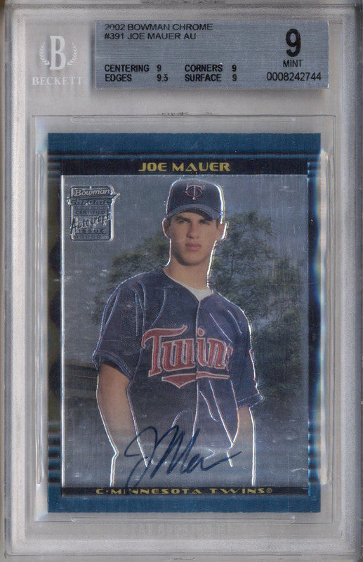 2002 Bowman Chrome #391 Joe Mauer RC Auto BGS 9