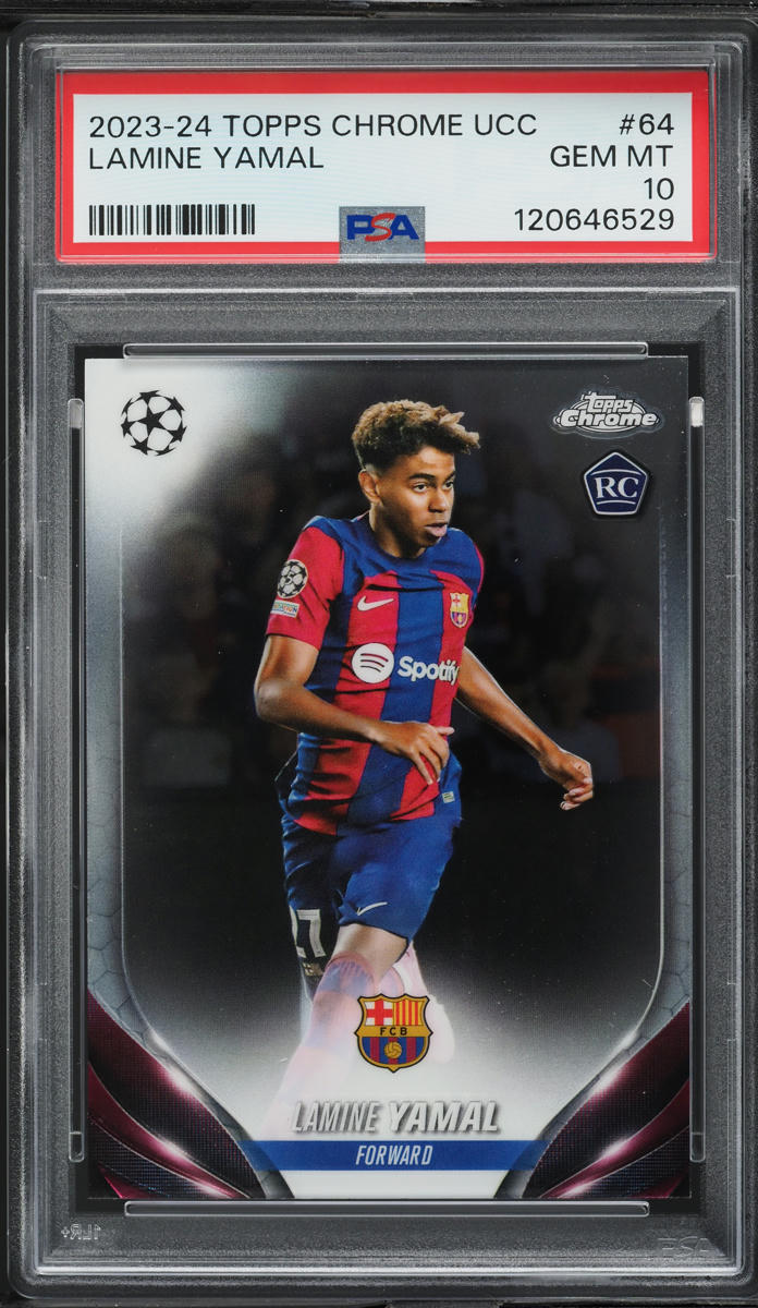 2023 Topps Chrome UEFA Club Competitions Lamine Yamal ROOKIE #64 PSA 10 GEM MINT
