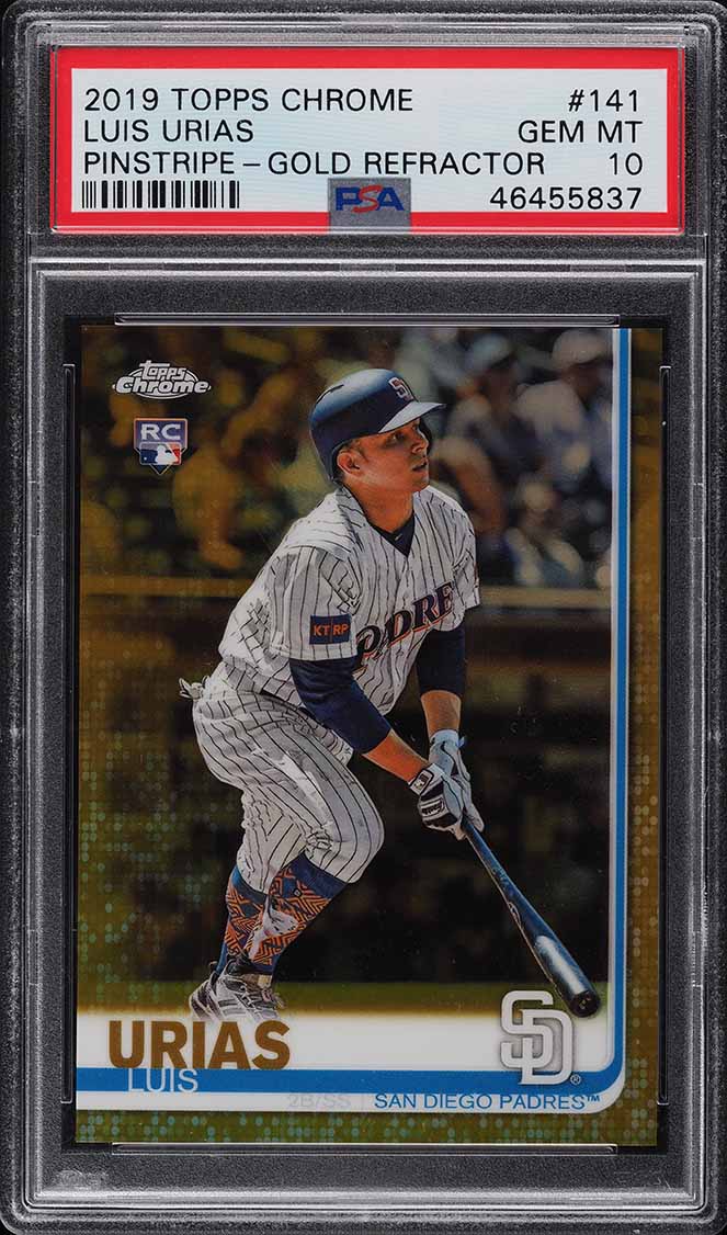 2019 Topps Chrome Pinstripe Gold Refractor Luis Urias ROOKIE RC /50 PSA 10 GEM