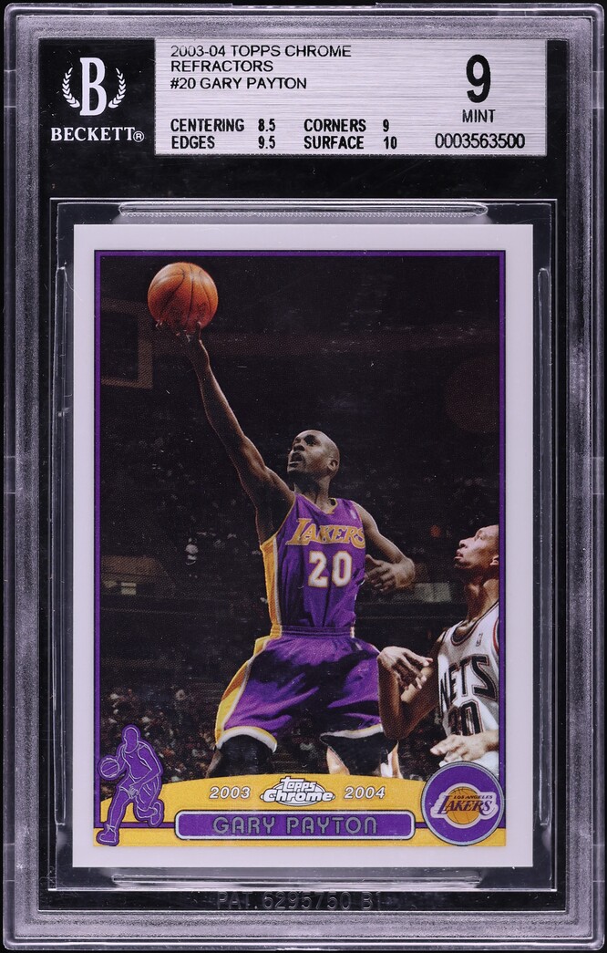 2003 Topps Chrome Refractor Gary Payton #20 BGS 9 MINT