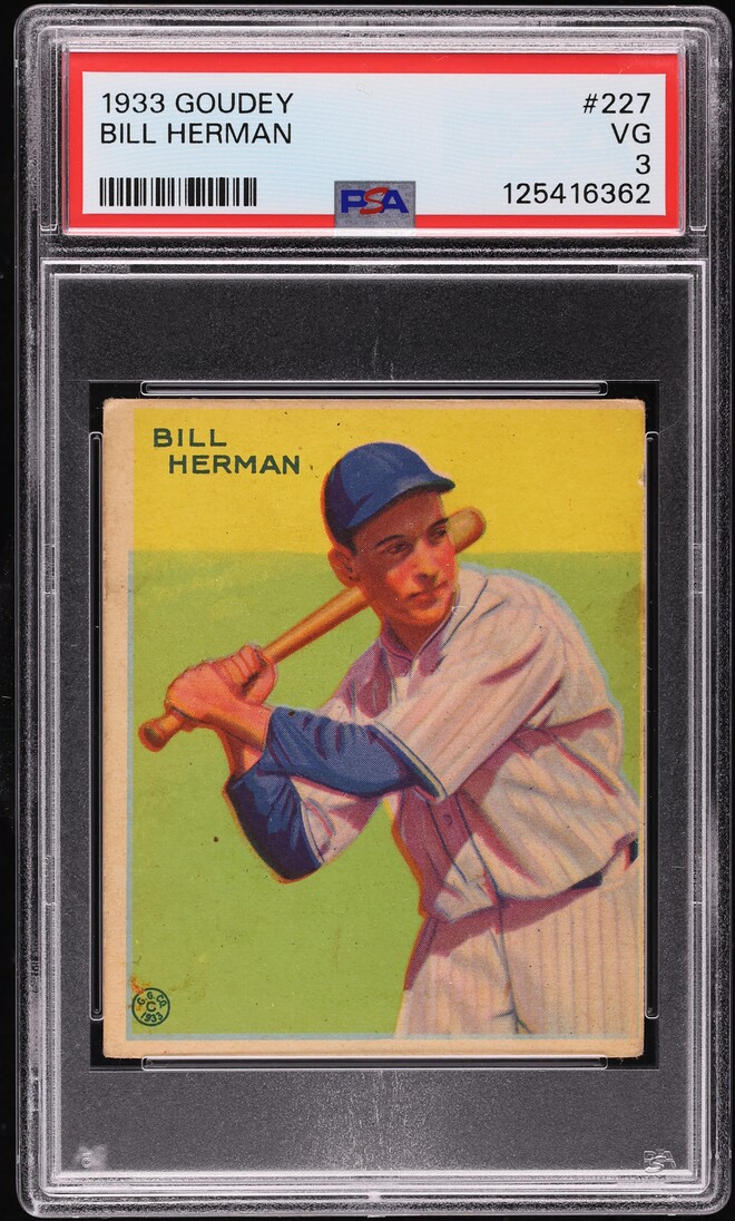 1933 Goudey Bill Herman #227 PSA 3 VG