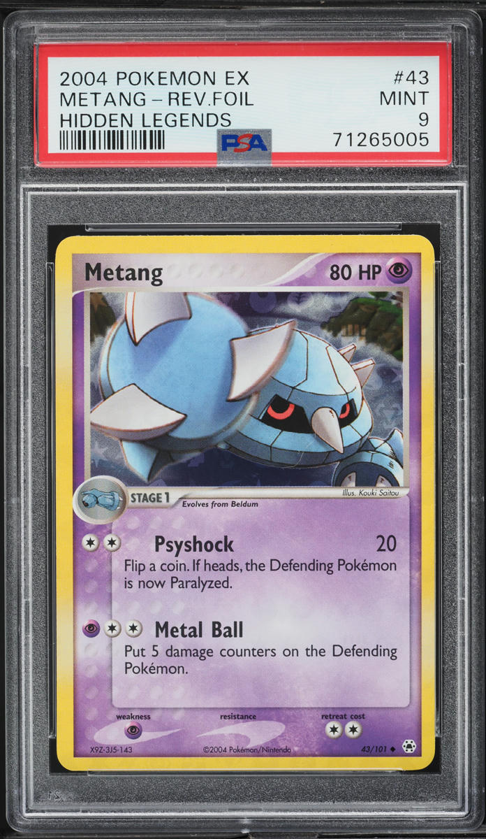 2004 Pokemon EX Hidden Legends Reverse Holo Metang #43 PSA 9 MINT