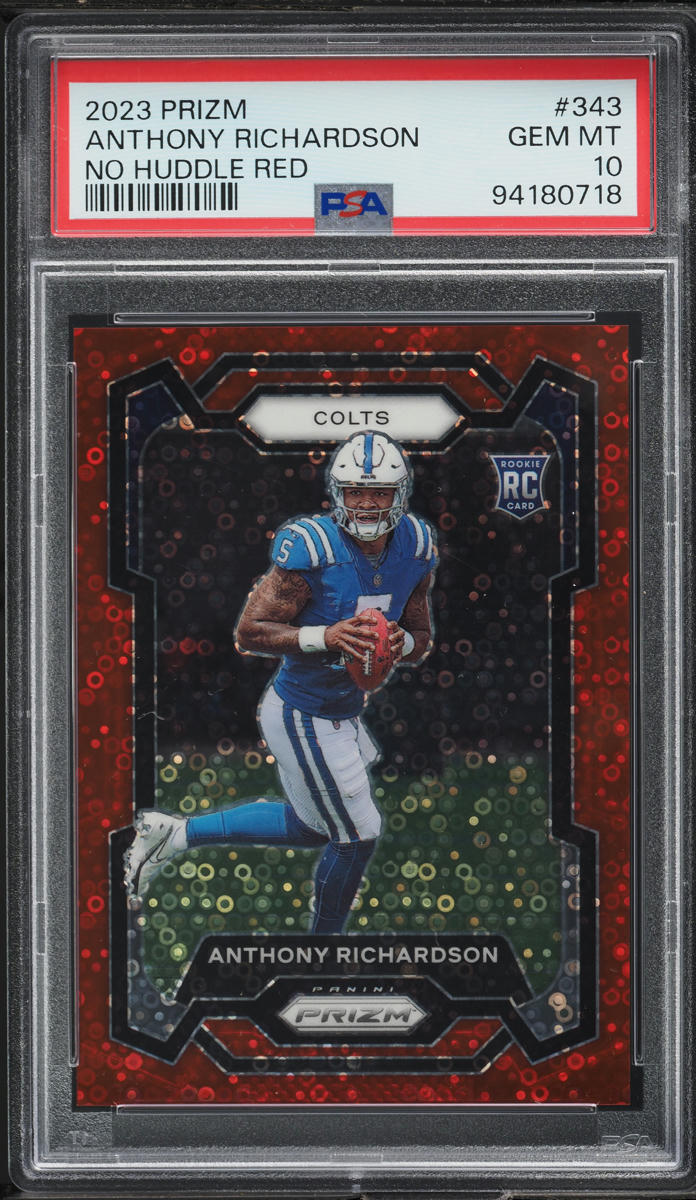 2023 Panini Prizm No Huddle Red Anthony Richardson ROOKIE /70 #343 PSA 10 GEM