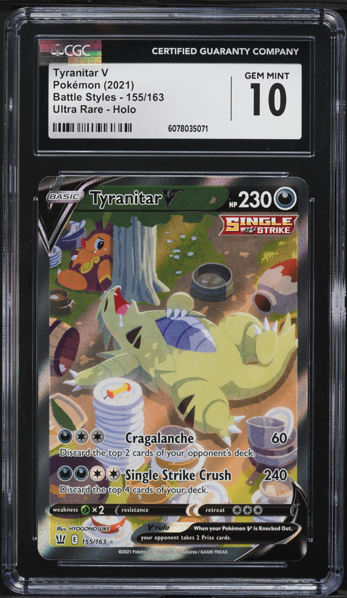 2021 Pokemon SWSH Battle Styles Full Art Tyranitar V #155 CGC 10 GEM MINT