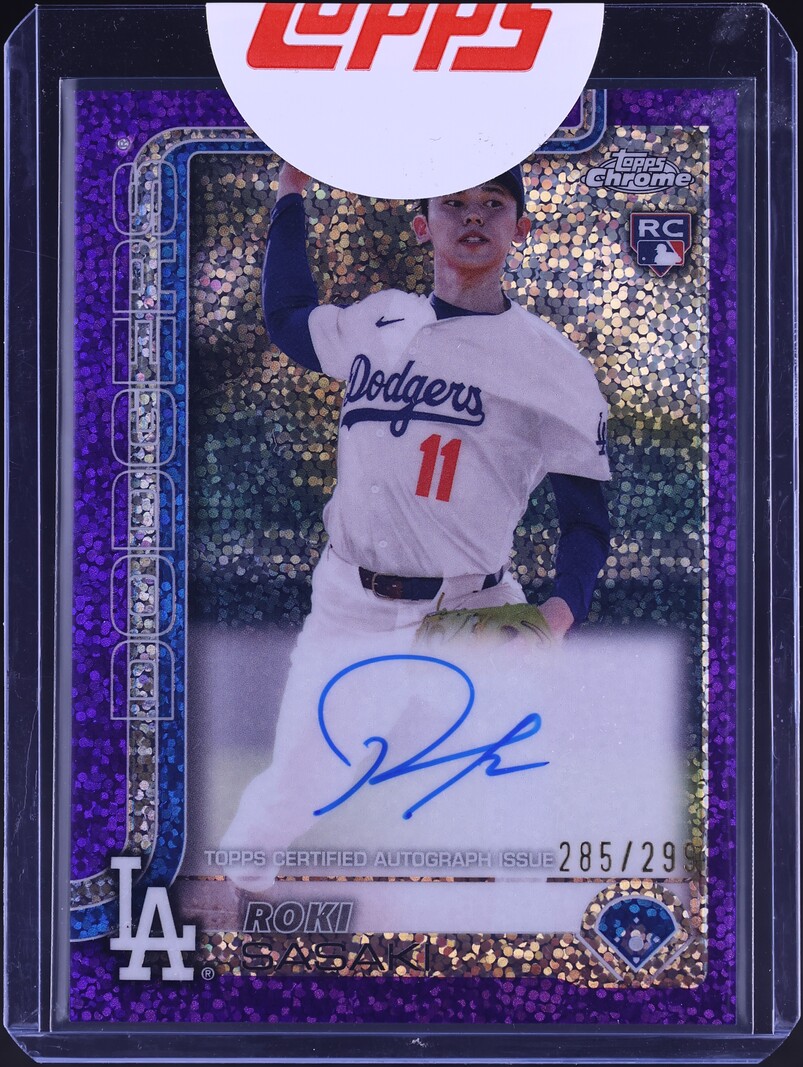 2025 Topps Chrome Purple Speckle Refractor Roki Sasaki ROOKIE AUTO /299 #RA-ROKI