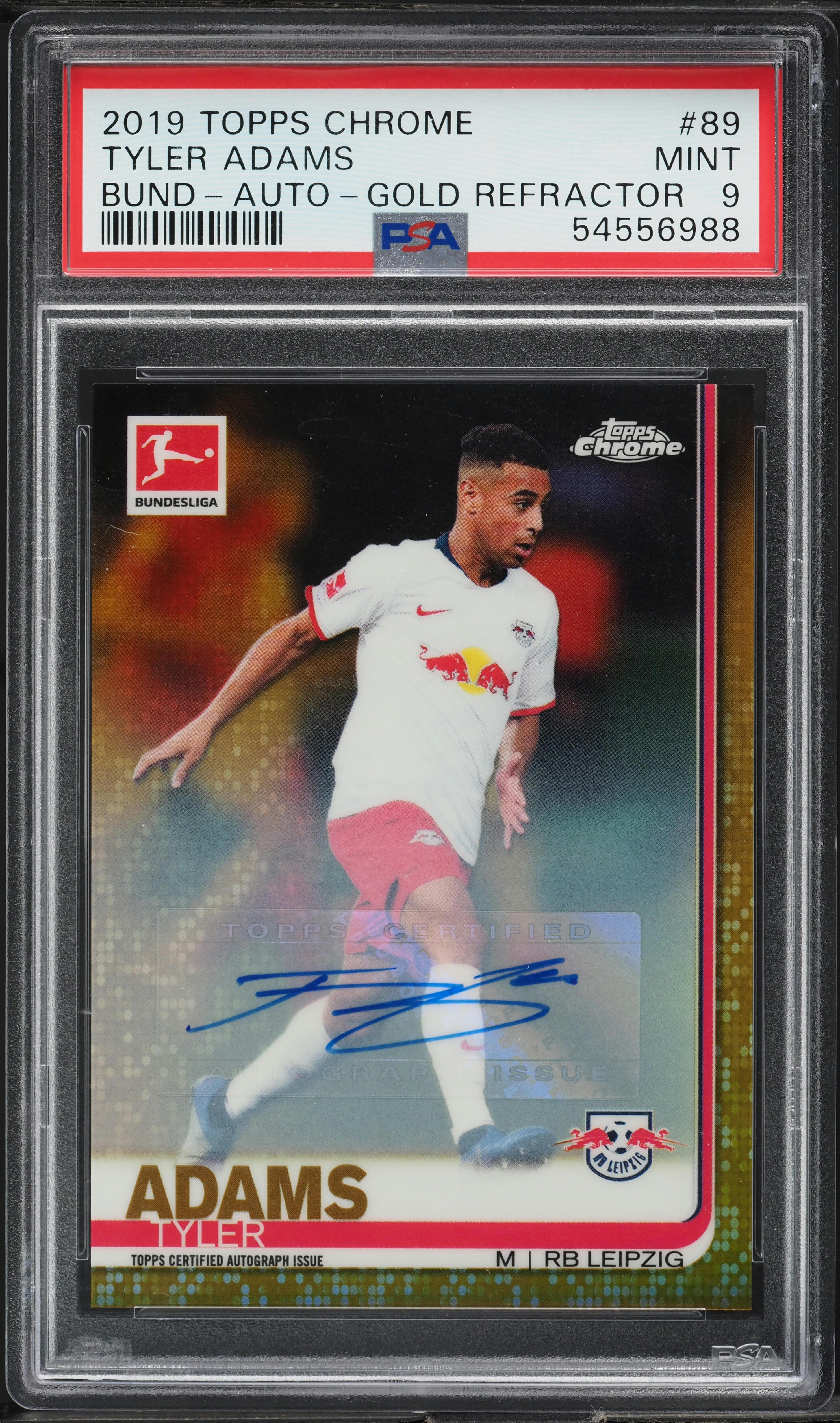 2019 Topps Chrome Bundesliga Gold Refractor Tyler Adams AUTO /50 #89 PSA 9 MINT