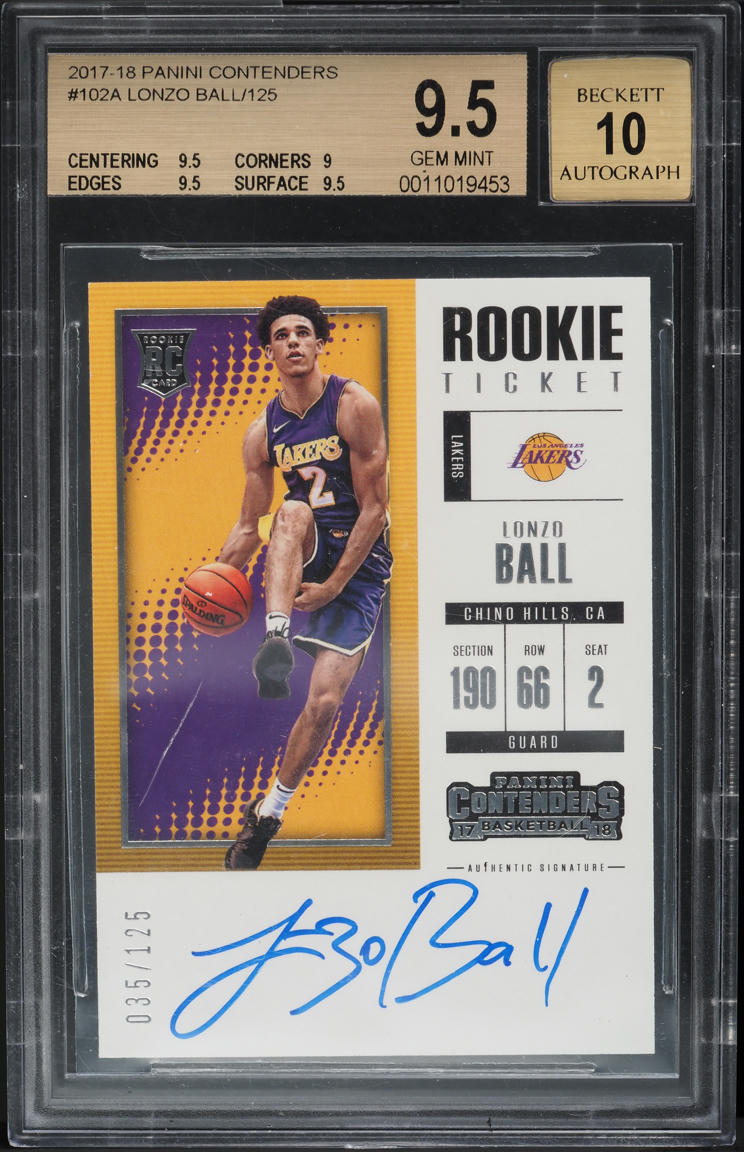 2017 Panini Contenders Lonzo Ball ROOKIE AUTO /125 #102 BGS 9.5 GEM MINT
